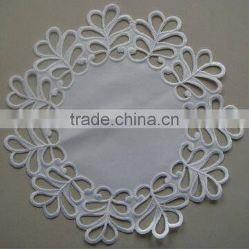 white embroidered coaster