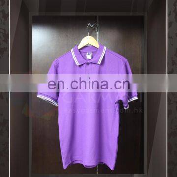 Customised Promotion Blank CVC Short Sleeves Men Purple Polo Tshirt