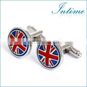 Round Union Jack UK Flag Enamel Cuff links Men Shirt Cufflinks