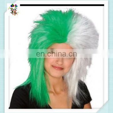 Half Green Half White Punk Rock Party Synthetic Sports Fan Wigs HPC-0088