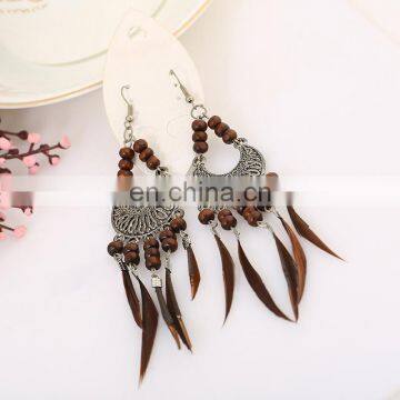 Bohemia tassels eardrop Feather earrings