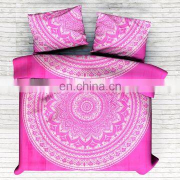 Indian Handmade Pink Ombre Mandala Duvet Cover Set Quilt Cover Comfoter Set Doona Cover Duvet Cover With Pillow Cover