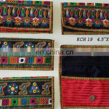 India traditional kutchi embroidery work tribal hand embroidery purse wholesale handmade handbags