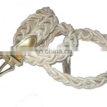 Vintage Ivory Metallic Gold Braided Rope Buckle Belt Small Medium