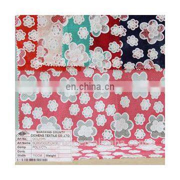 beautiful flower burnt-out polyester/cotton solid lace for all ladies' garment accessories