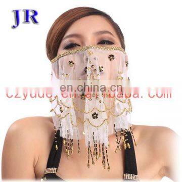 Tribal indian women beaded belly dance face veil accessory P-9015#