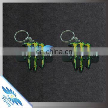 hot sell for sport events gift pvc keychain/ silicone keychain with silver key ring