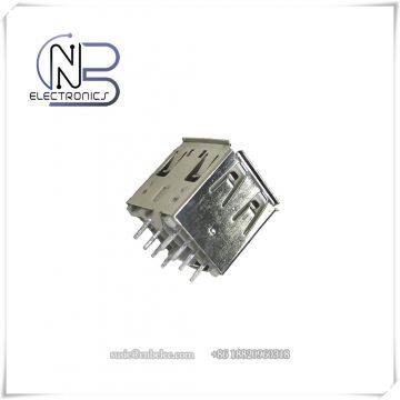 USB A Type Female USB 2.0 Header Double Stack Connector, Right Angle PCB Mount Usb Connector photo-3