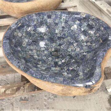 Yellow River Stone Mosaic Sinks,Mosaic River Stone Basins, Stone Sinks photo-3