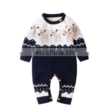 Hot sell cartoon Christmas moose rompers for boys and girls