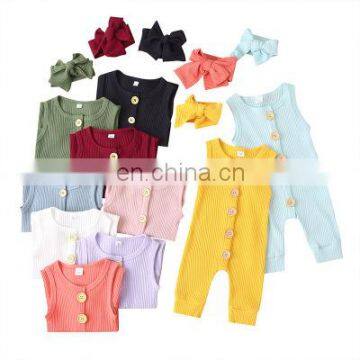 2020 Summer Baby Romper Sleeveless Solid Color Baby's Romper European and American Fashion Wholesale