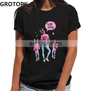 Super Mom Mother's Day Theme Print Stylish Round Neck Personality Slim Short Sleeve T-shirt photo-3