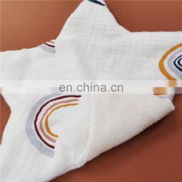 Rainbow Print Organic Cotton Muslin Comforter Blanket Burp Cloth New Born Baby Gift Set photo-4