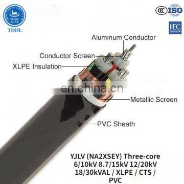 Medium Voltage Three Core Aluminium Conductor XLPE Insulated Copper Tape Screened PVC Sheathed NA2XSEY Power Cable photo-3