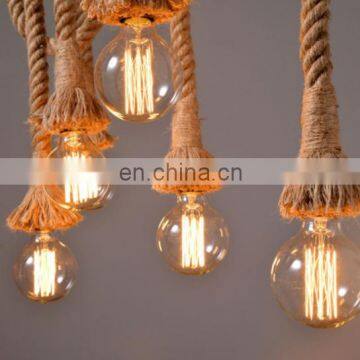 New Design Hemp Rope Industrial Style Ceiling Pendant Light photo-4