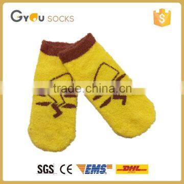 Yellow cute pattern women fuzzy floor anti-slip casual socks