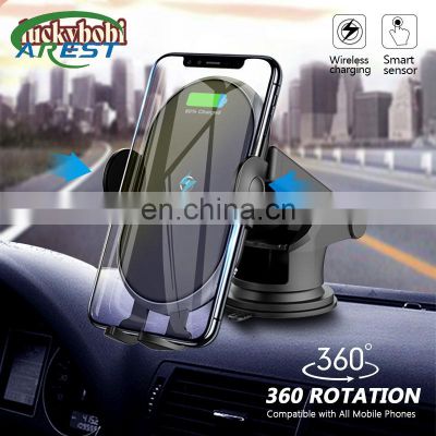 Car Phone Holder Wireless Charger For iPhone Huawei Xiaomi 15W Induction Car Mount Fast Wireless Charging Suck Phone Holder