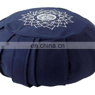 High quality customized embroidered pleated Zafu meditation cushion for yoga postures