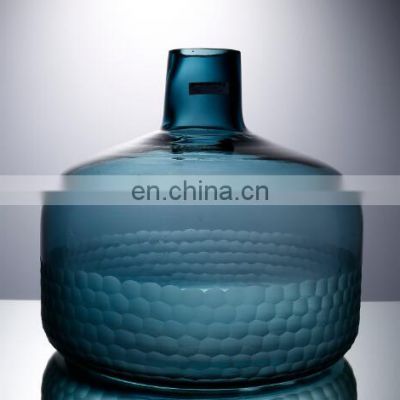 Guangzhou Manufacturer Wholesale Home Table Decoration Blue Glass Jar Vase Set photo-3