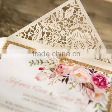 Wholesale Fancy Gold Laser Cut Wedding Anniversary Card to Print Quality Choice photo-2