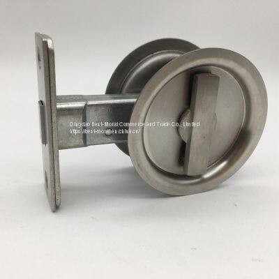Satin Stainless Steel Round Shaped Sliding Door Lock photo-3