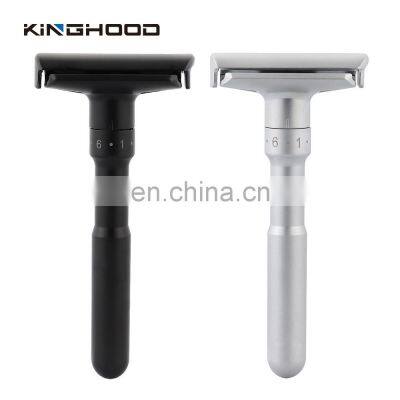 Biodegradable Custom Metal Black Double Edge Adjustable Safety Razor for Men photo-5