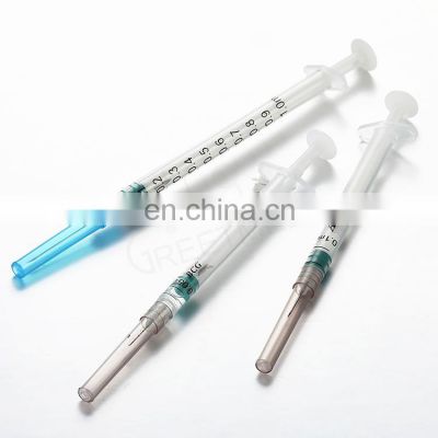 Safety ad syringe 2 parts disposable auto destruct self destructive 1ml 0.5ml auto disable syringe with needle