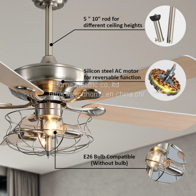 Ventilador de teto com luz no estilo retrô americano/Luz do ventilador de teto 110V para a sala de estar (Wechat: 13510231336)