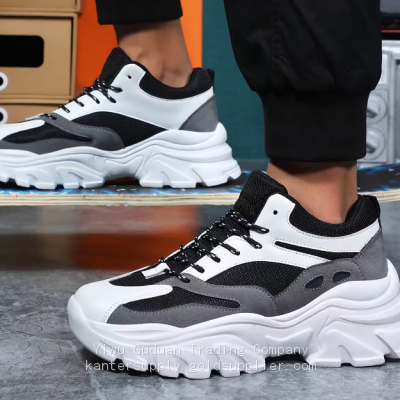 Men's Casual Sneakers Street Style Easy Wearing Knob Height Increasing Running Walking Shoes Hard-Wearing