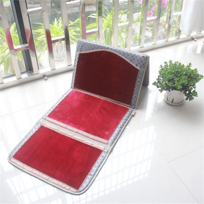 Warm Travel Islamic Rug, Foldable Eid Al-Fitr Muslim Sejadah Velvet Foam Cushioning Padded Prayer Mats with Back Rest