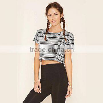 Wholesale women fashion tops cotton striped tops lady tops