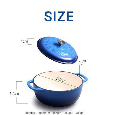 Enameled Cast Iron Round Dutch Oven With Lid and Dual Handles, Heavy-Duty & Small, 5L, Blue photo-2