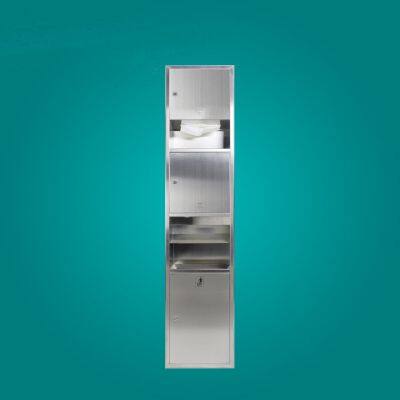 Stainless Steel Three-in-one Hand Dryer, Commercial Embedded Hand Dryer for Public Restrooms, Paper Box Trash Can.