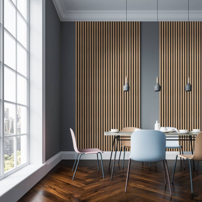 Acoustic Slat Wood Panel Modern for Bedroom Living Room Apartment Wall Decoration Sound Absorbing 90% Noise Reduction Waterproof photo-2