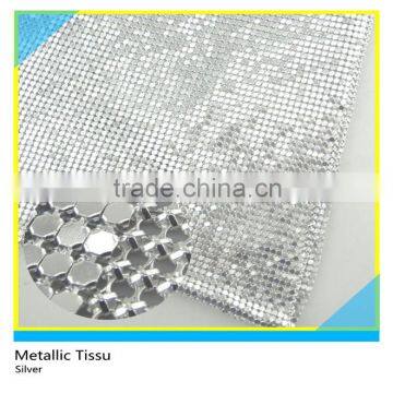 Sew on Aluminum Silver Metallic Tissu 3mm Square Metal Mesh for Garment Decoration