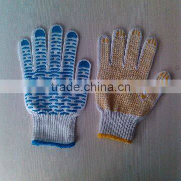 high quality cotton knit gloves pvc dot in china