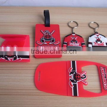 Promotional pvc Phone holder luggage tag keychain set