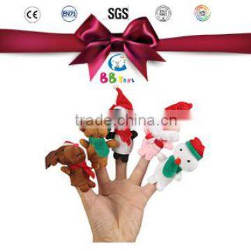 2016 Funny stuffed Christmas finger puppets of unique christmas toys for kids