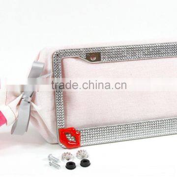 Hot Red lip Bling Crystal Stainless steel Rhinestone Plate Frame Accessory