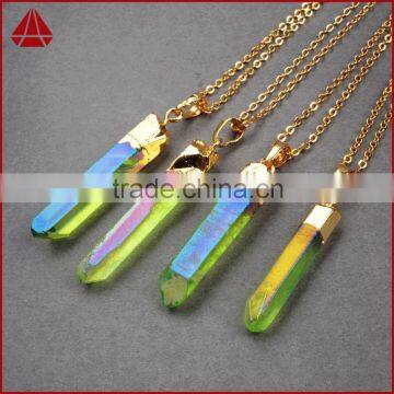 Titanium Quartz Point Pendant, Stone Point Pendant, Pendulum Point Pendant jewelry
