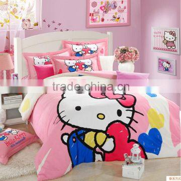 Hello kitty 3D reactive print bedding set with quilt cover bed sheet