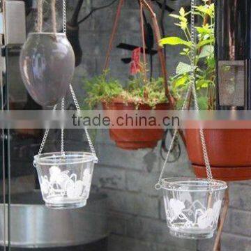 clear borosilicate handblown glass flower pot