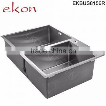 Double Bowl Stainless Steel Handmade Undermount Sink With Drainer photo-6