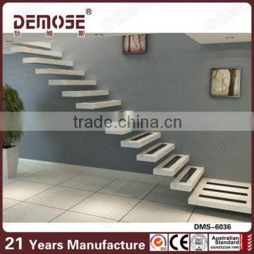 wood staircase design with contemporary invisible stringer