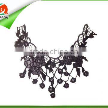 black crochet fashion cotton lace collar;capelet garment accessory leather lace