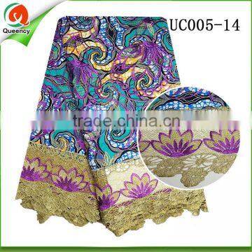 guangzhou wholesale african wax prints fabric with high quality guipure cord lace hollandis wax fabric textile 6 yards on sale