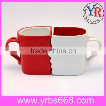 Couple Mugs White Red Face Shape Valentine's Day Gift