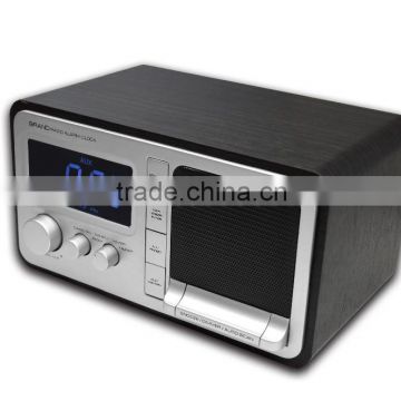 FM Clock Radio Retro Design Stereo Speaker Alarm LCD Display with Bluetooth& USB Charging