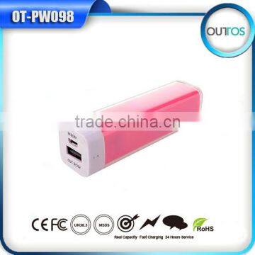High quality 2600mah power bank portable charger, lipstick style