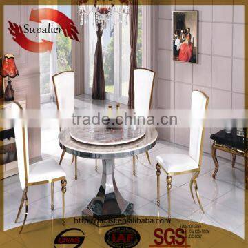 foshan factory modern marble dining table with turntalbe